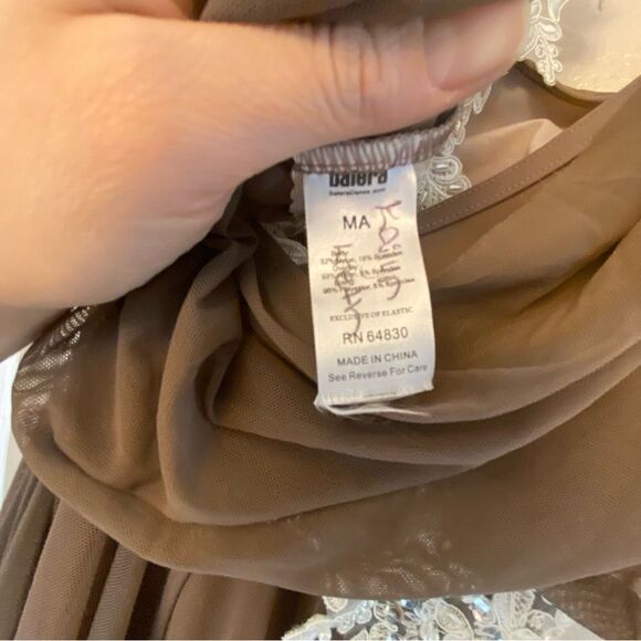 Weissman Balera Dance Costume DOUBLE COWL MESH MAXI DRESS D10454 brown adult MA - Picture 10 of 12